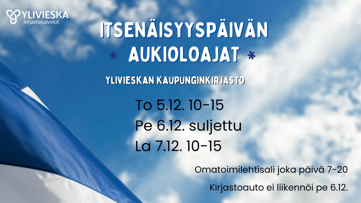 Suomen lippu ja sininen taivas